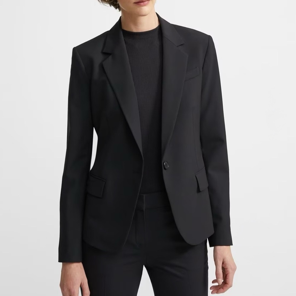 Theory Gabe B Westside Solid Black Blazer Classic Minimalist Quiet Luxury Size 2